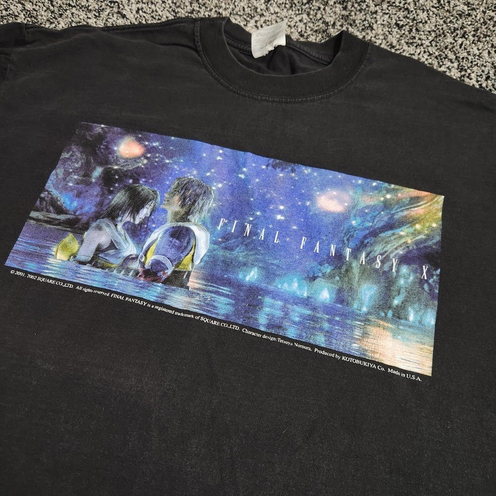 Vtg Final Fantasy X Jerzees T Shirt Black Unisex L,Y2k 2000s Gamer Rare HTF 2001